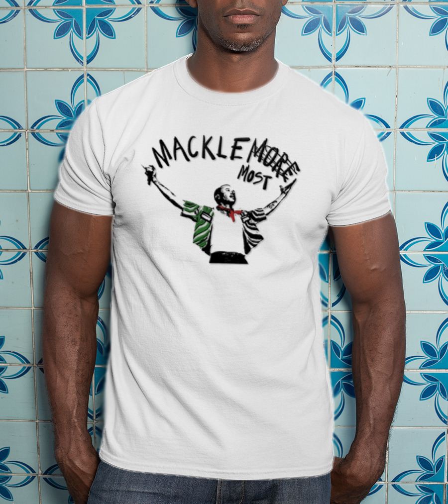 Macklemore Most Man Arms Raised Holding Microphone T-Shirt