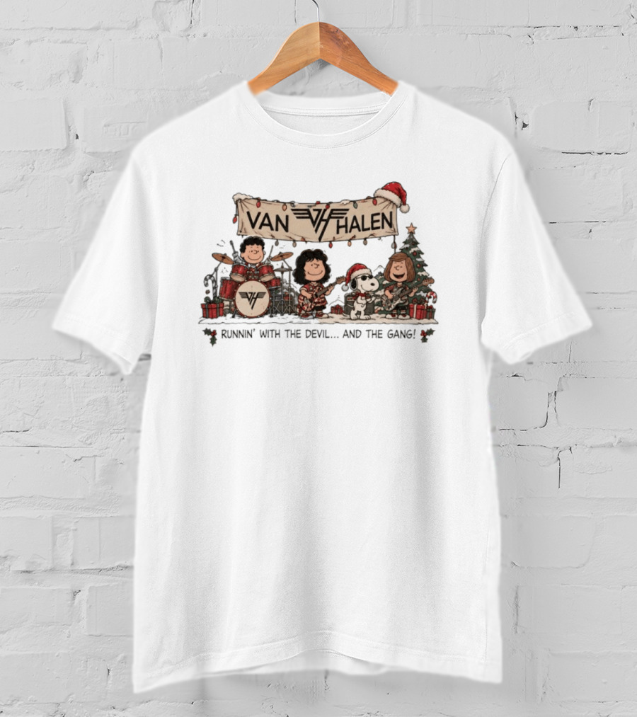 Van Halen Snoopy Peanuts Gang Runnin' With The Devil Christmas T-Shirt
