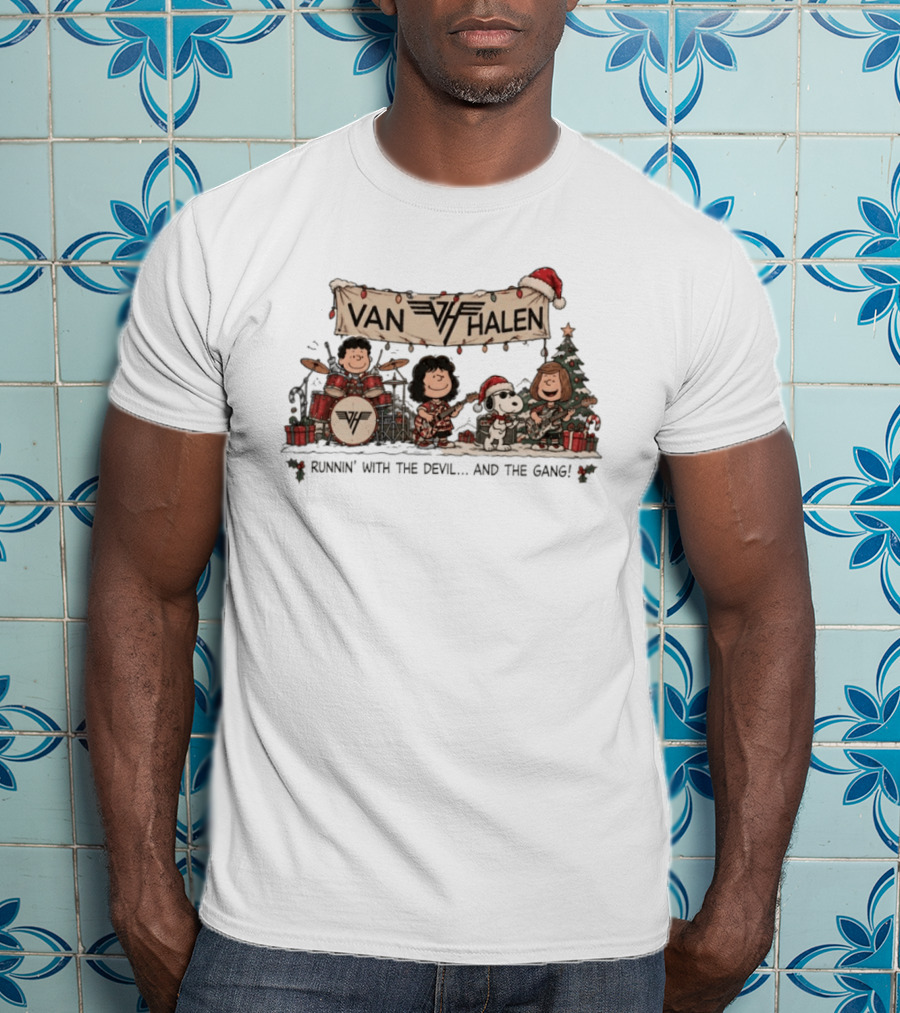 Van Halen Snoopy Peanuts Gang Runnin' With The Devil Christmas T-Shirt