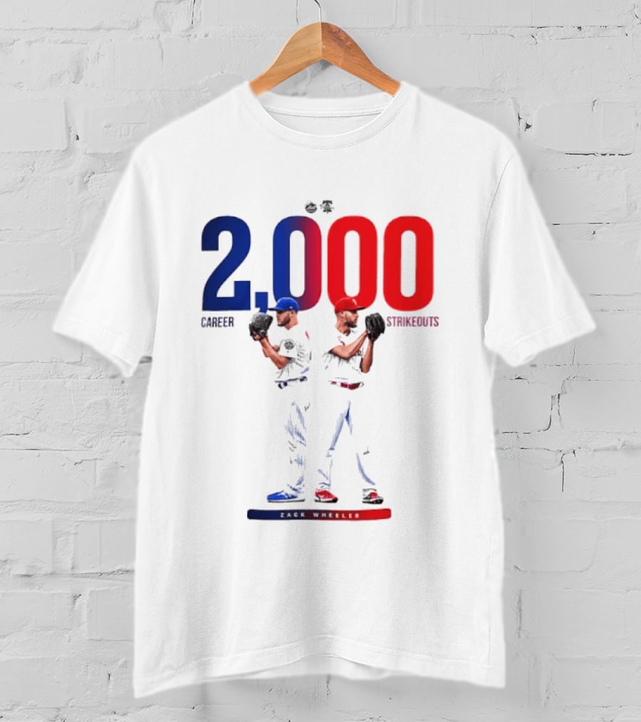 Zack Wheeler 2000 Career Strikeouts NY Mets Philadelphia Phillies T-Shirt