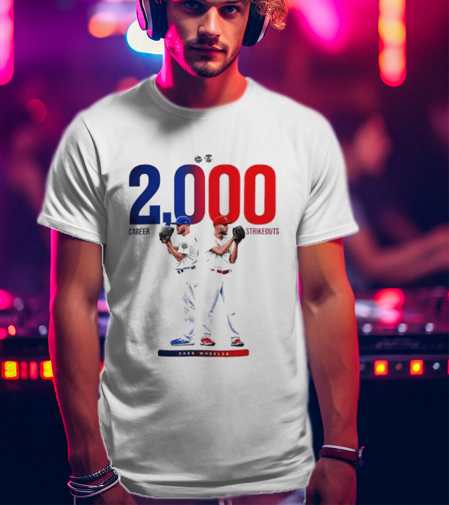 Zack Wheeler 2000 Career Strikeouts NY Mets Philadelphia Phillies T-Shirt
