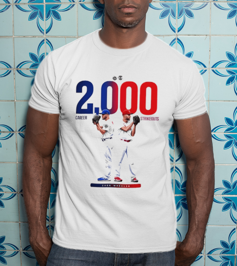 Zack Wheeler 2000 Career Strikeouts NY Mets Philadelphia Phillies T-Shirt