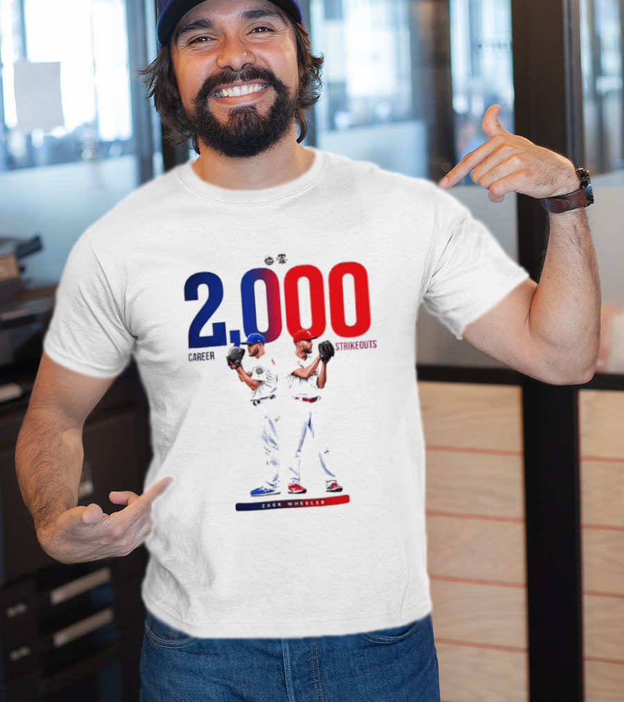 Zack Wheeler 2000 Career Strikeouts NY Mets Philadelphia Phillies T-Shirt