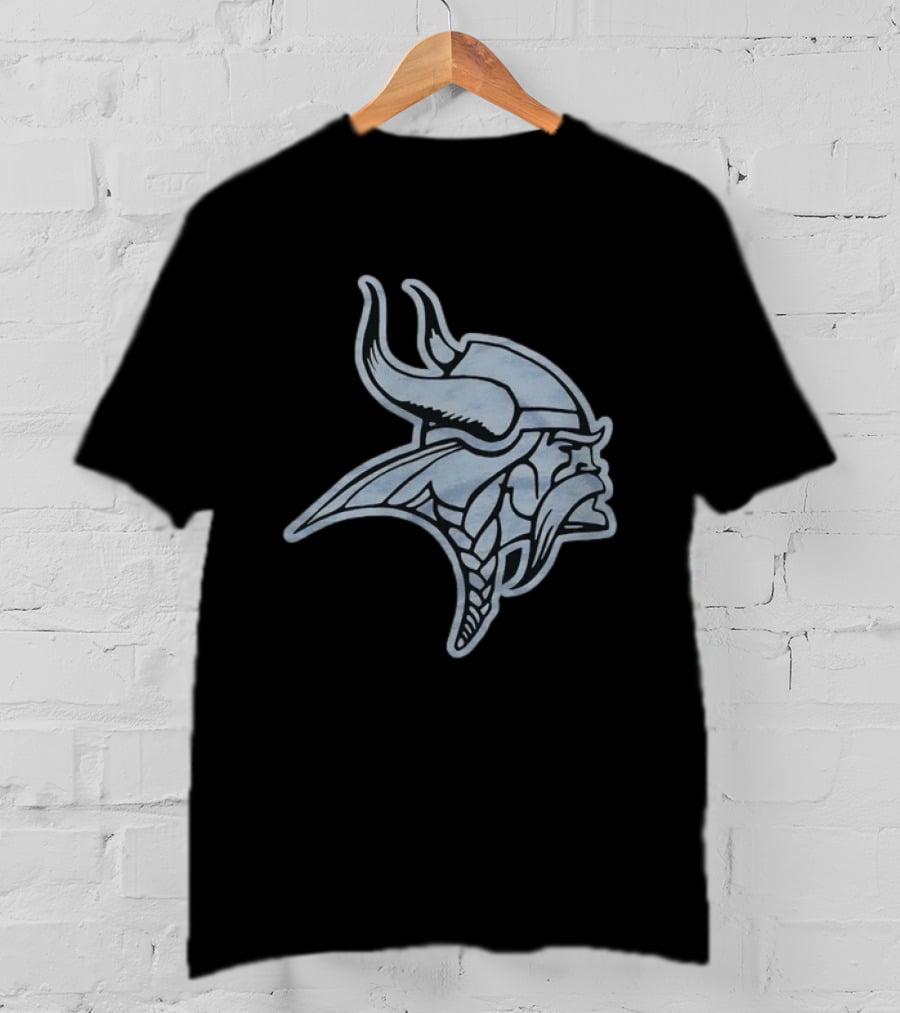 Minnesota Vikings Black Football Viking Helmet T-Shirt