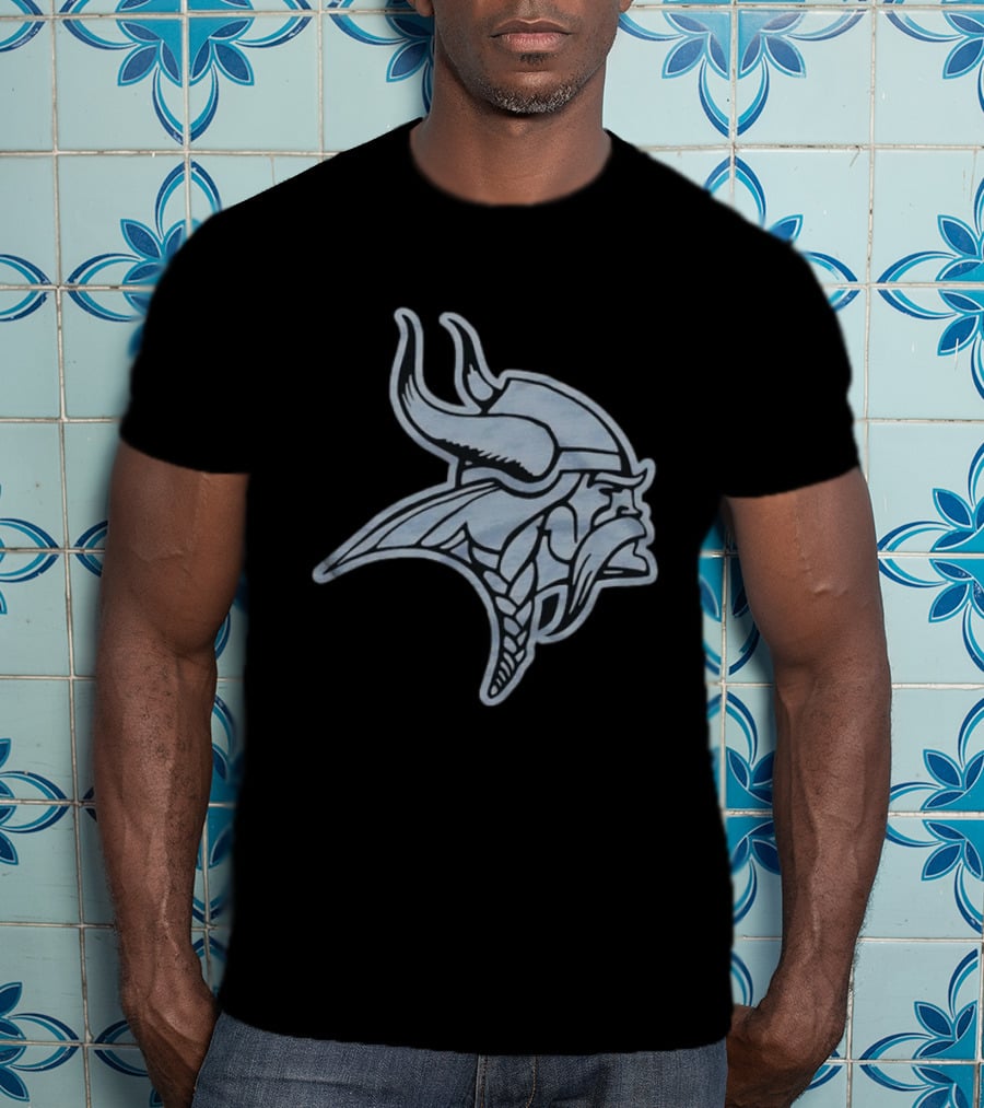 Minnesota Vikings Black Football Viking Helmet T-Shirt