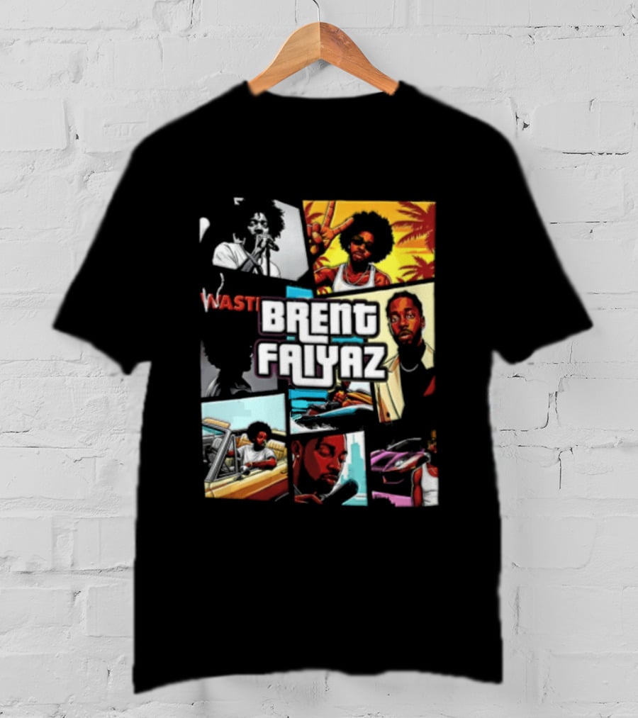 Brent Faiyaz Wasteland Multiple Panels Singer Lifestyle Retro Beach Vibe T-Shirt
