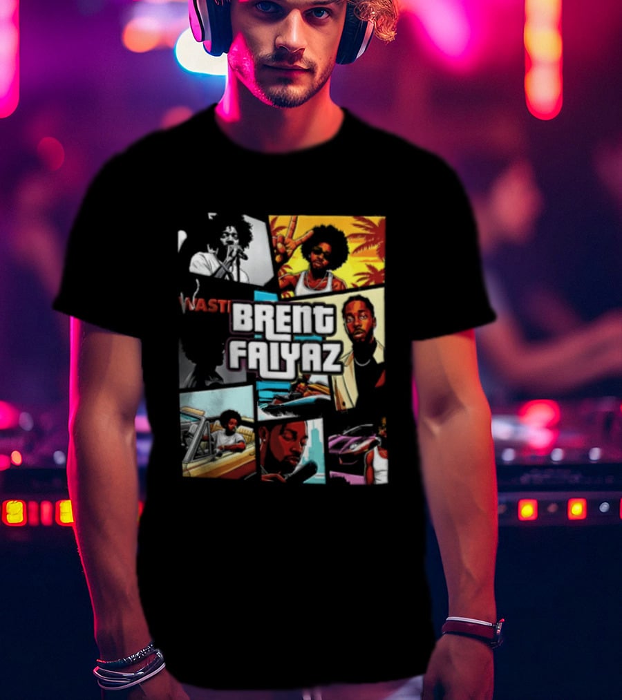 Brent Faiyaz Wasteland Multiple Panels Singer Lifestyle Retro Beach Vibe T-Shirt