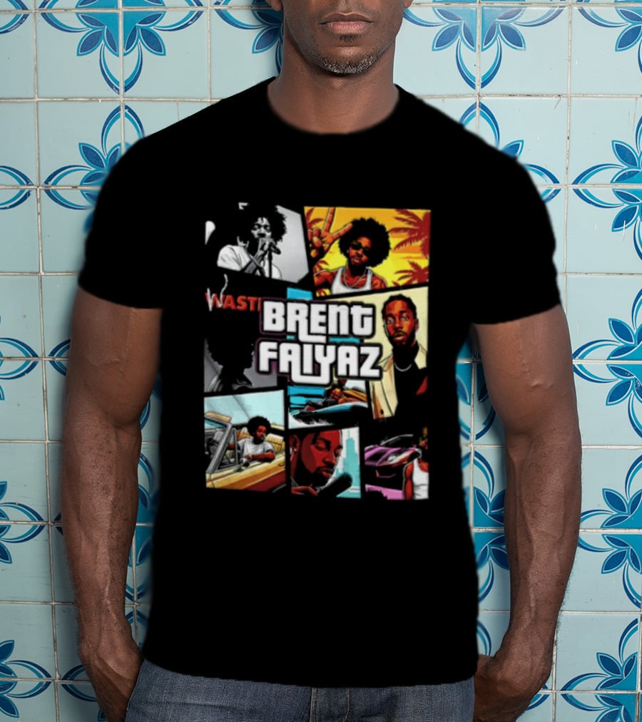 Brent Faiyaz Wasteland Multiple Panels Singer Lifestyle Retro Beach Vibe T-Shirt