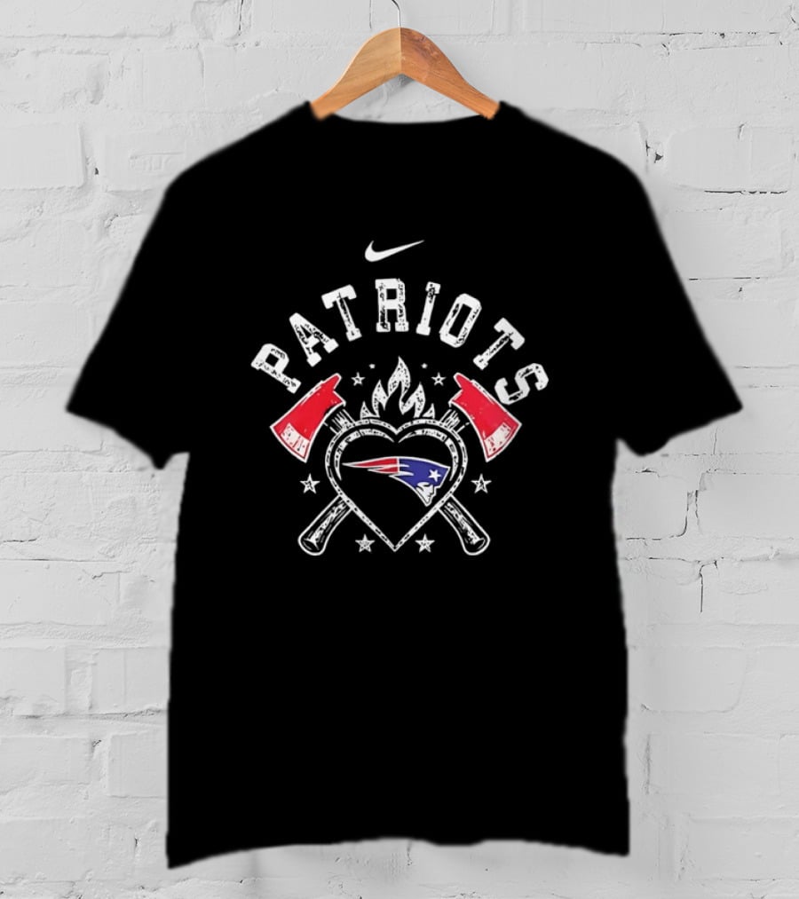 Nike Patriots Distressed Heart Axes Stars Flame T-Shirt