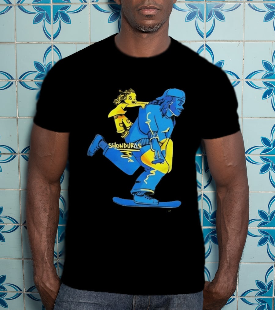 Shonduras Skateboard Skater Yellow Blue T-Shirt