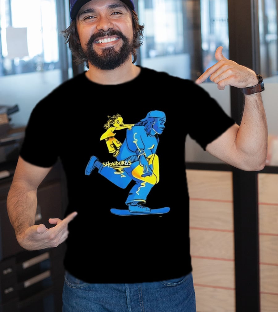 Shonduras Skateboard Skater Yellow Blue T-Shirt