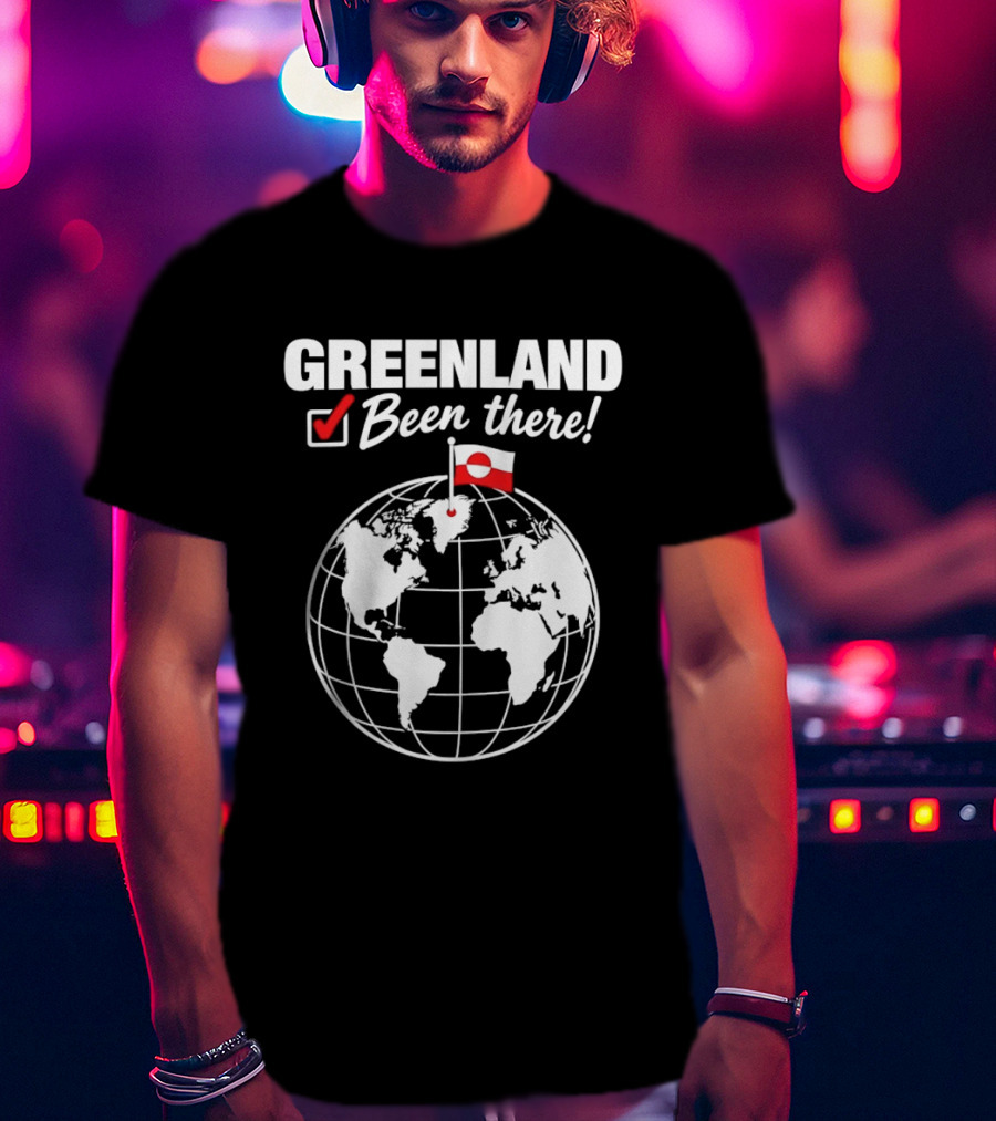 Greenland Been There Travel Map With Flag And Globe T-Shirt