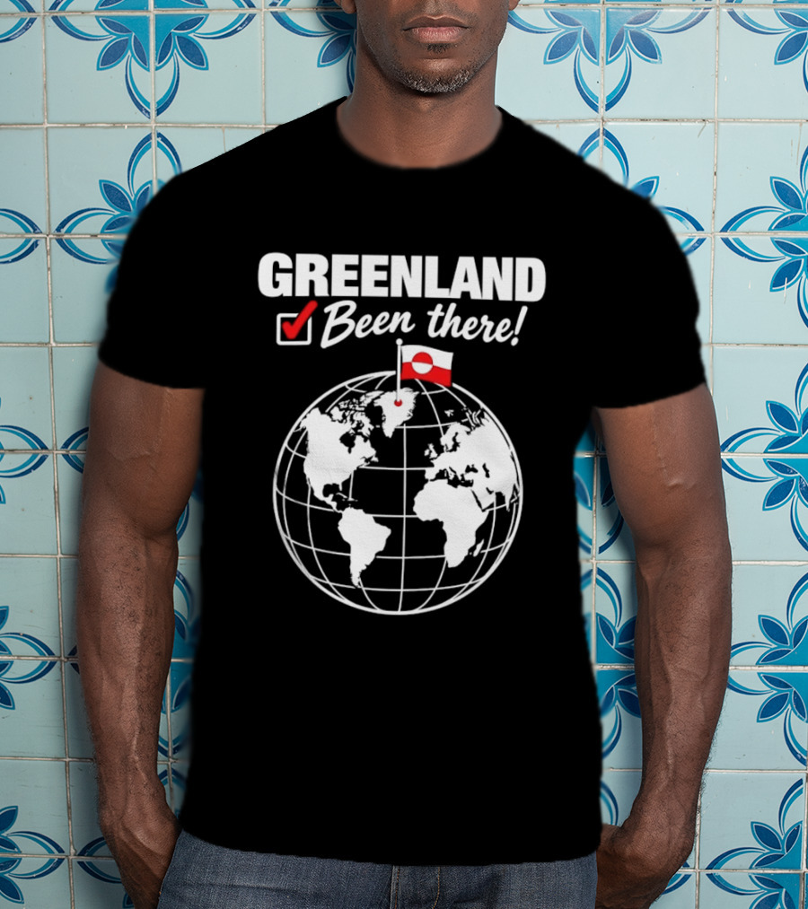 Greenland Been There Travel Map With Flag And Globe T-Shirt