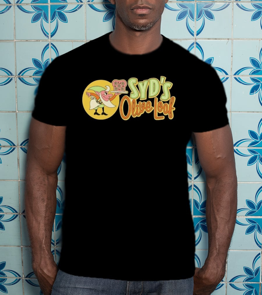 Syd's Olive Loaf Elf Holding Sandwich T-Shirt