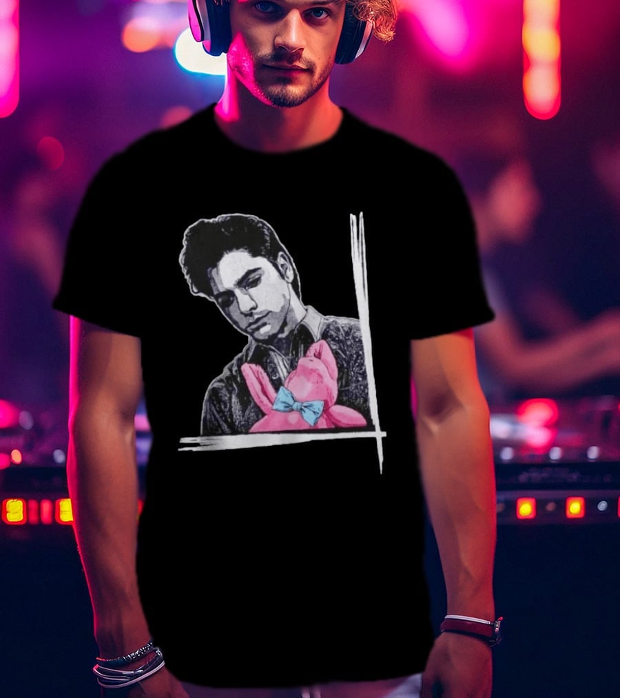 John Stamos Uncle Jesse Pink Bunny With Blue Bow Tie T-Shirt