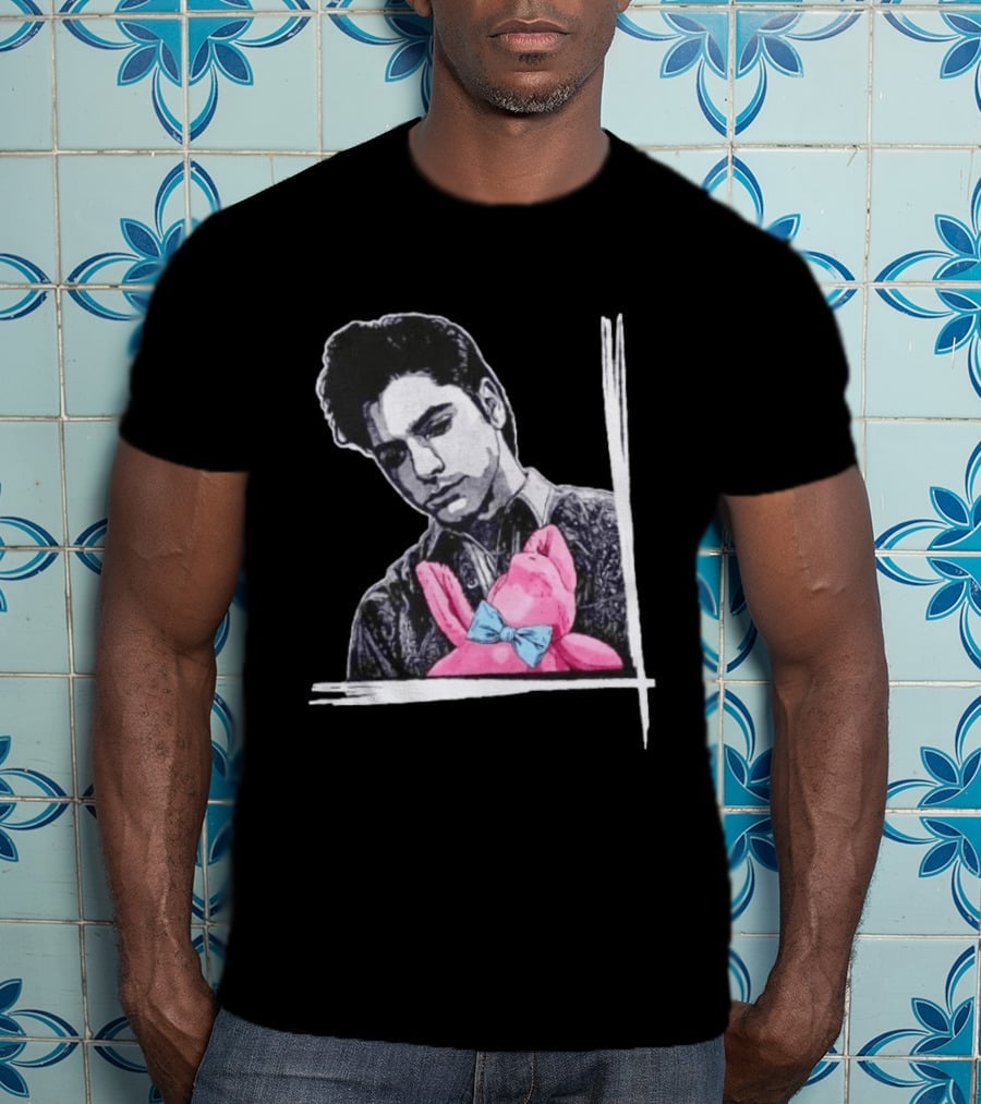 John Stamos Uncle Jesse Pink Bunny With Blue Bow Tie T-Shirt