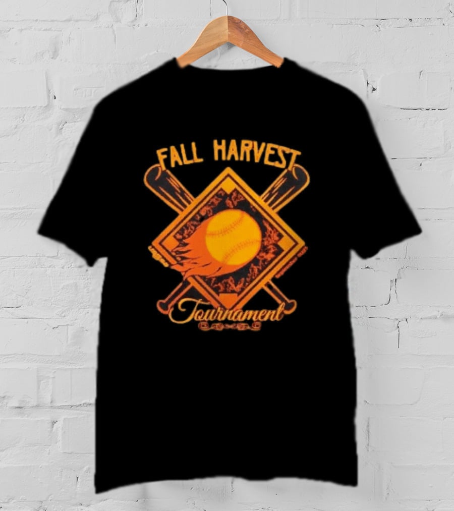 USSSA Fall Harvest Fastpitch Softball Tournament 2023 With Crossed Bats And Flaming Ball T-Shirt