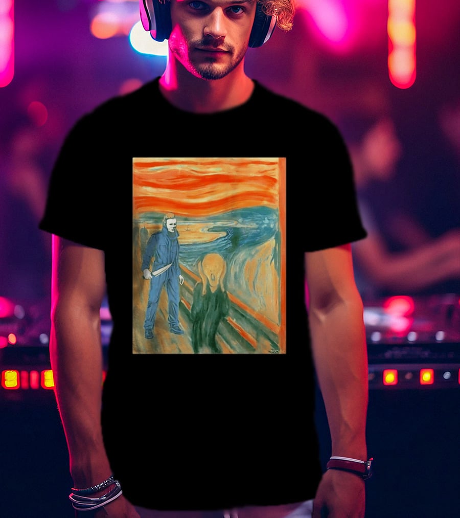 Michael Myers Meets The Scream Edvard Munch Mashup T-Shirt