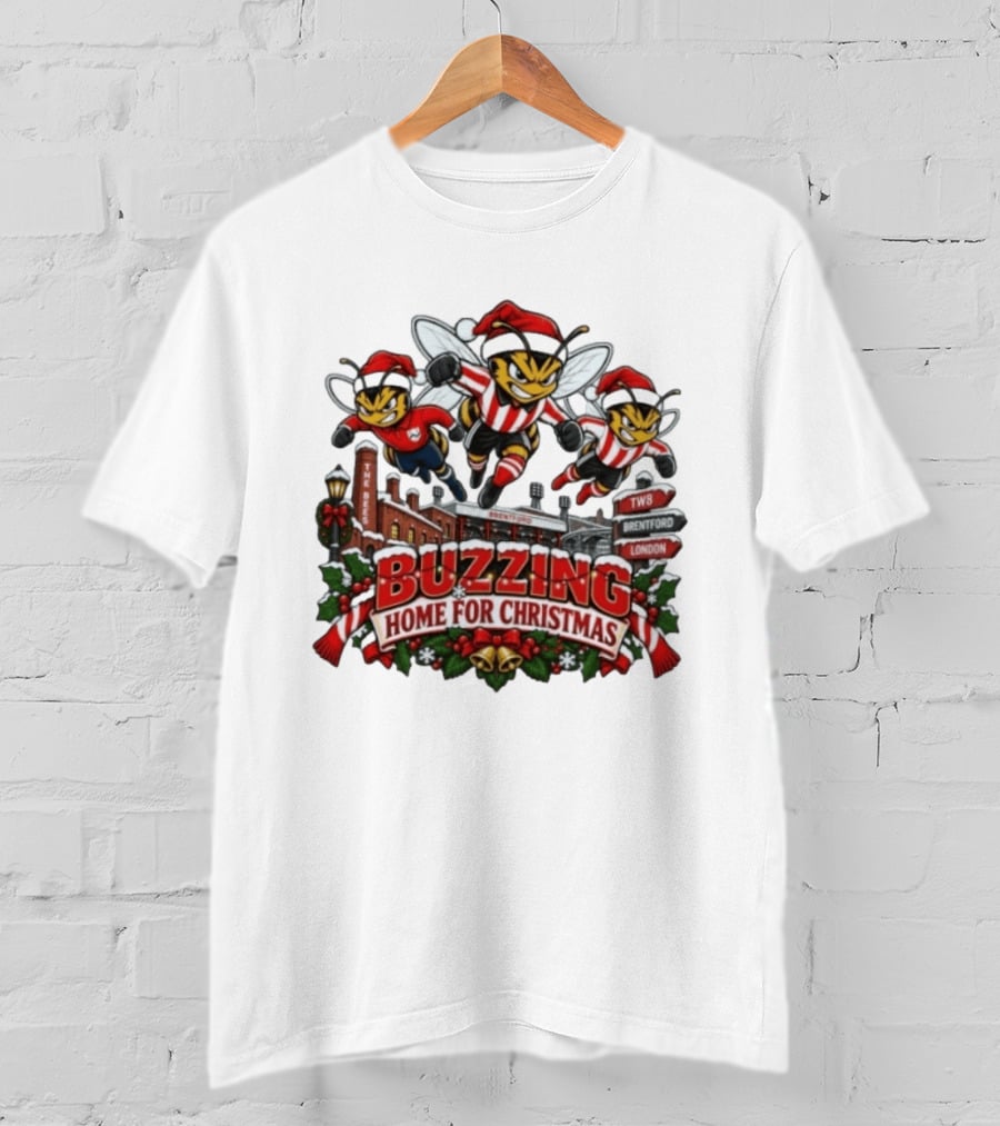 Buzzing Home For Christmas Bees TW8 Brentford London T-Shirt