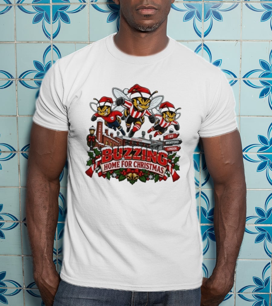 Buzzing Home For Christmas Bees TW8 Brentford London T-Shirt