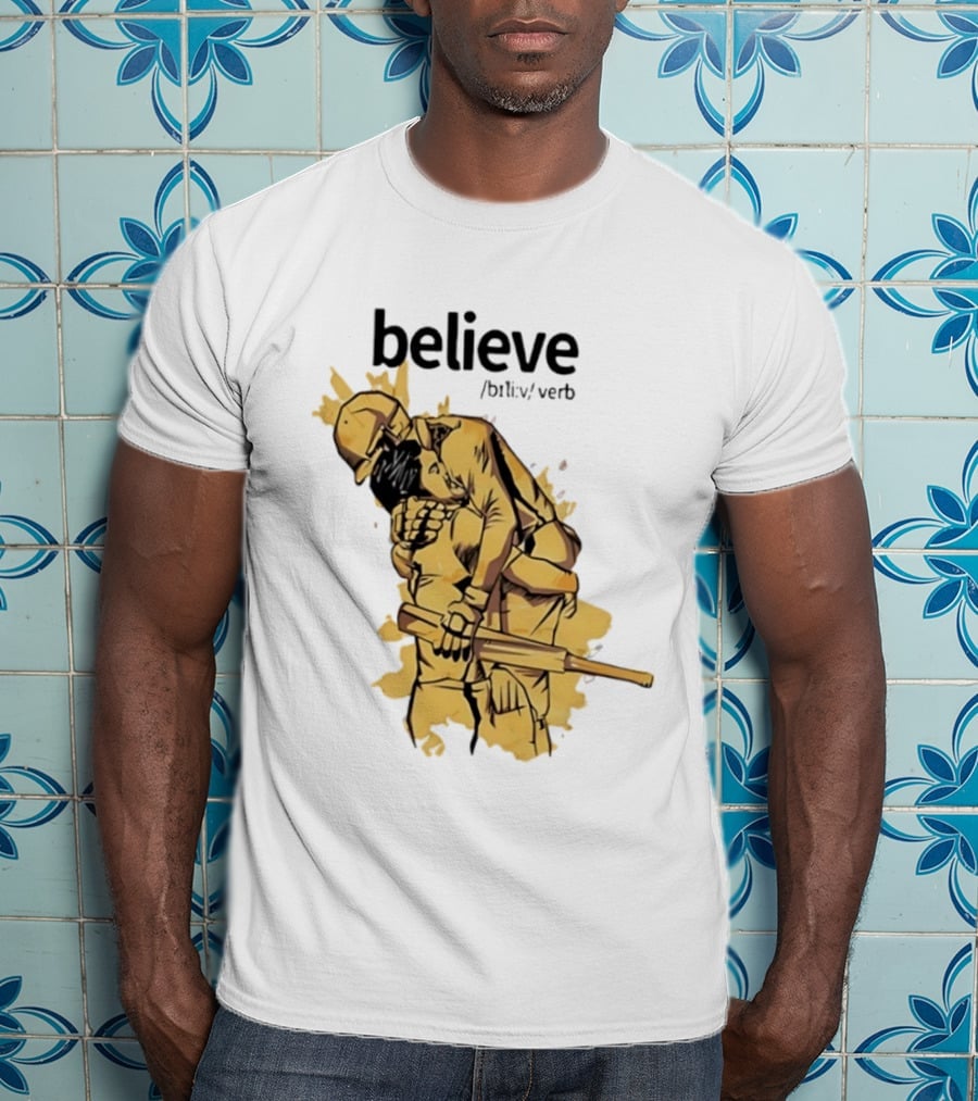 Believe Verb Definition Inspirational Motivation Embrace Cricket Players Hugging T-Shirt