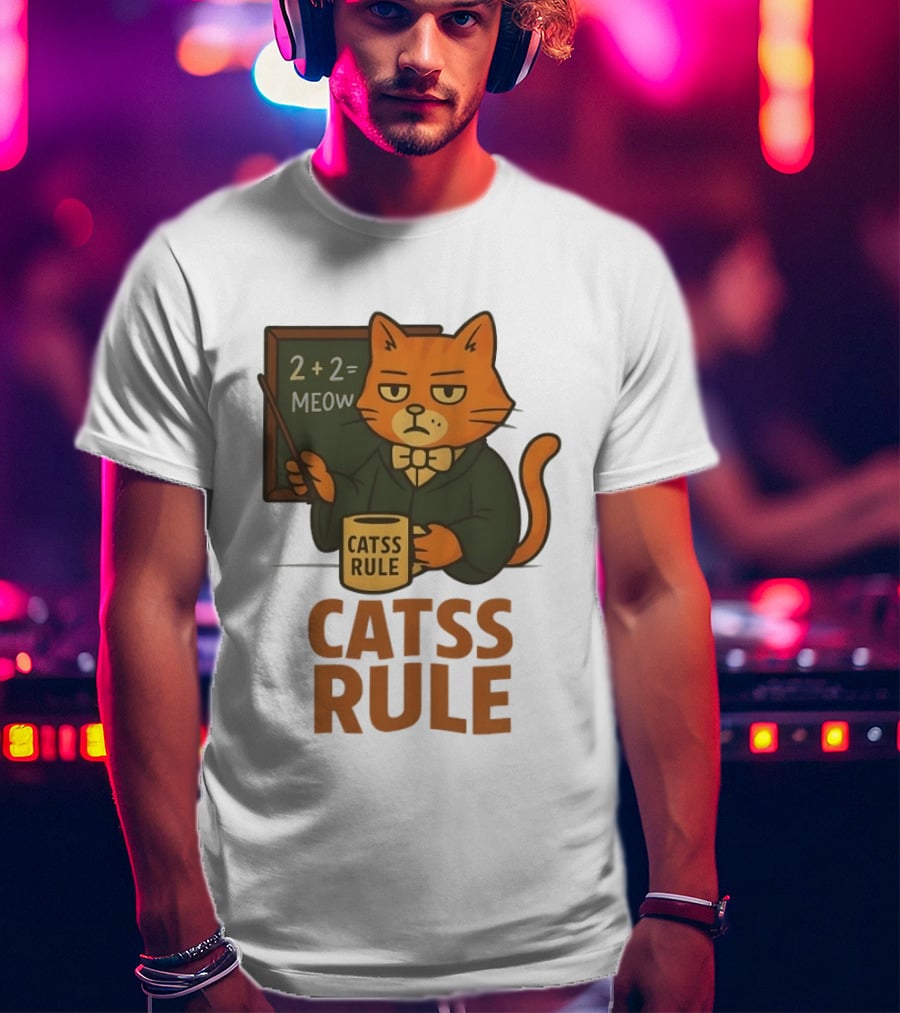 Catss Rule Teacher 2+2 Equals Meow Coffee T-Shirt