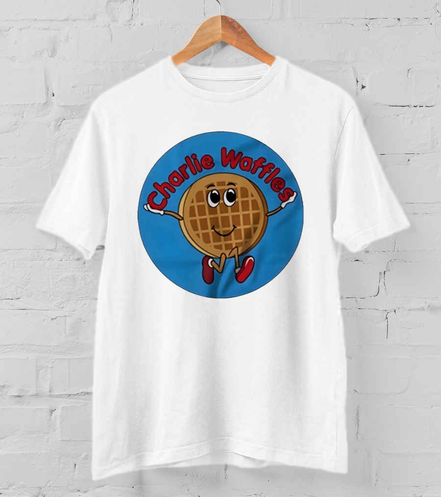 Charlie Waffles Cartoon Smiling Character In Red Shoes T-Shirt