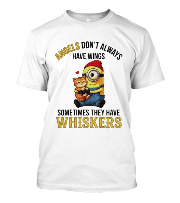 Minion Angels Don't Always Have Wings Sometimes They Have Whiskers Red Beanie Kitten T-Shirt