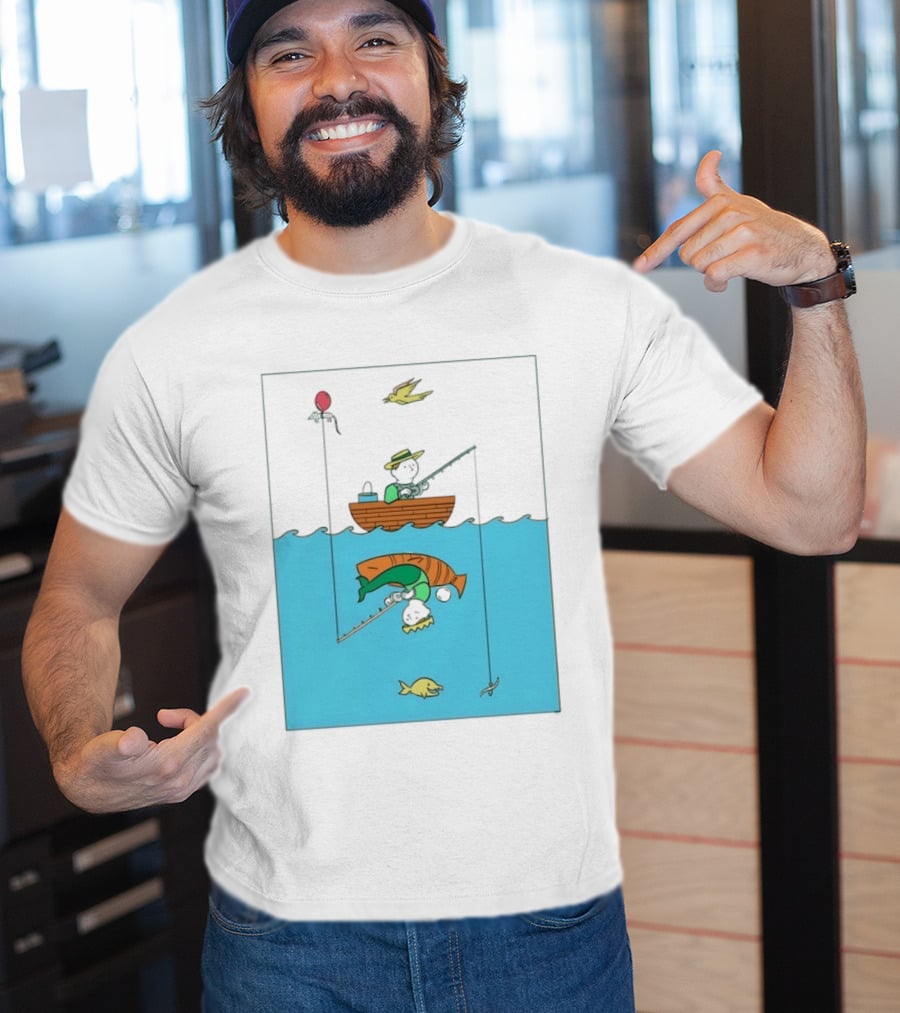 Owenbroadcast Fishing Bear With Turtle And Balloon T-Shirt
