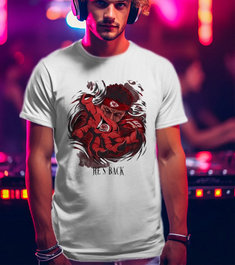 Patrick Mahomes He's Back Kansas City Chiefs Anime Style Football T-Shirt