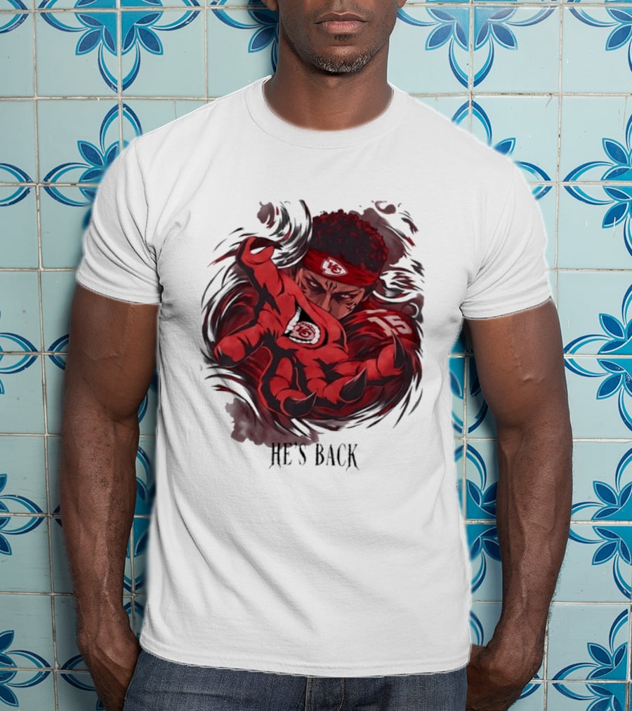 Patrick Mahomes He's Back Kansas City Chiefs Anime Style Football T-Shirt