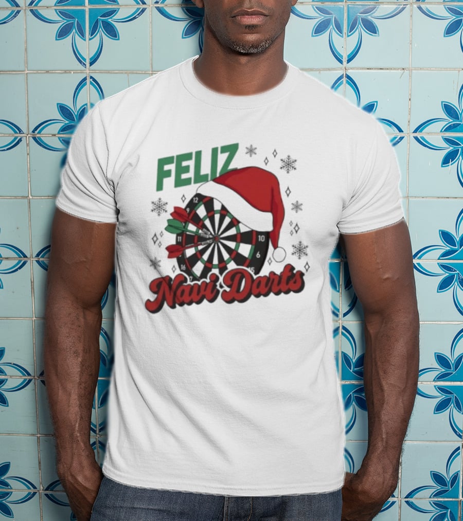 Feliz Navidarts Christmas Santa Hat Darts Board Snowflakes T-Shirt