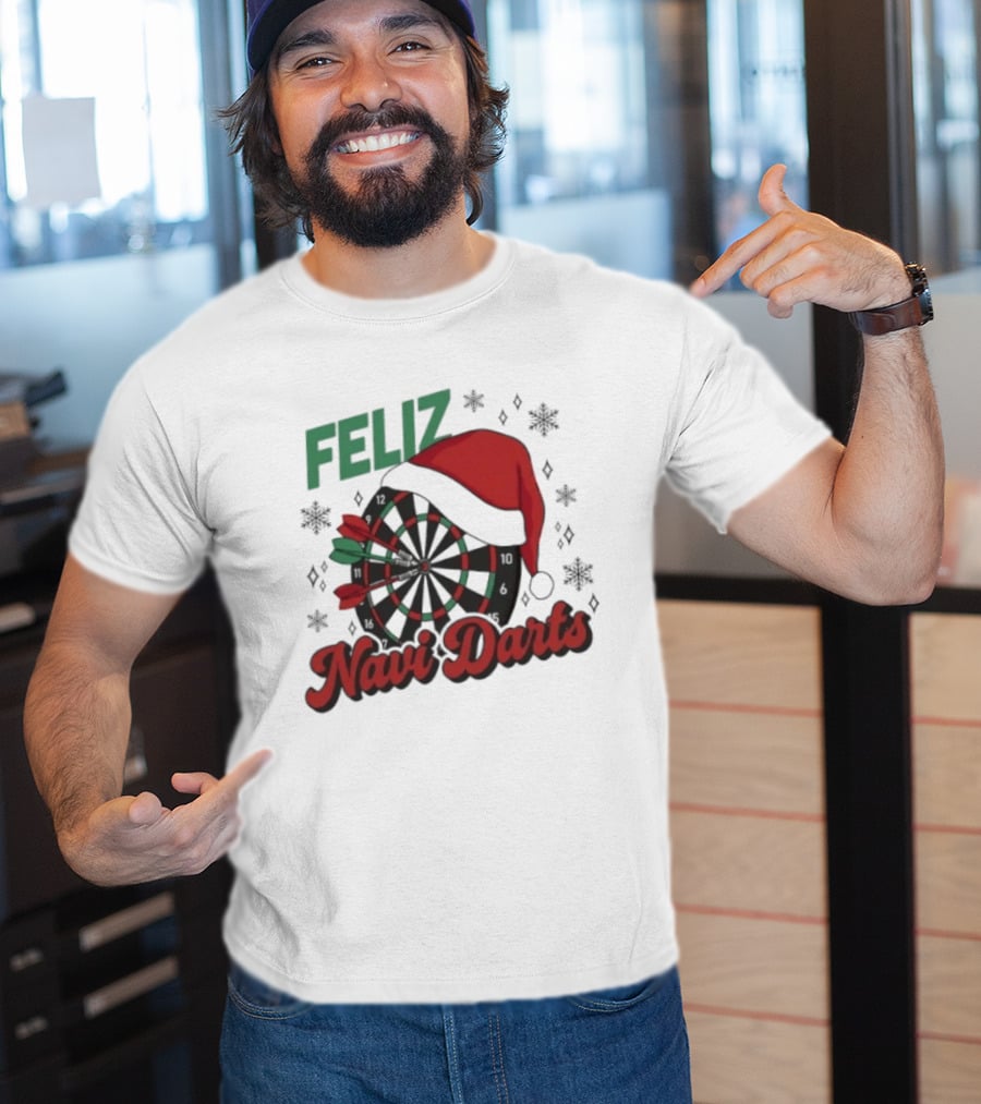 Feliz Navidarts Christmas Santa Hat Darts Board Snowflakes T-Shirt