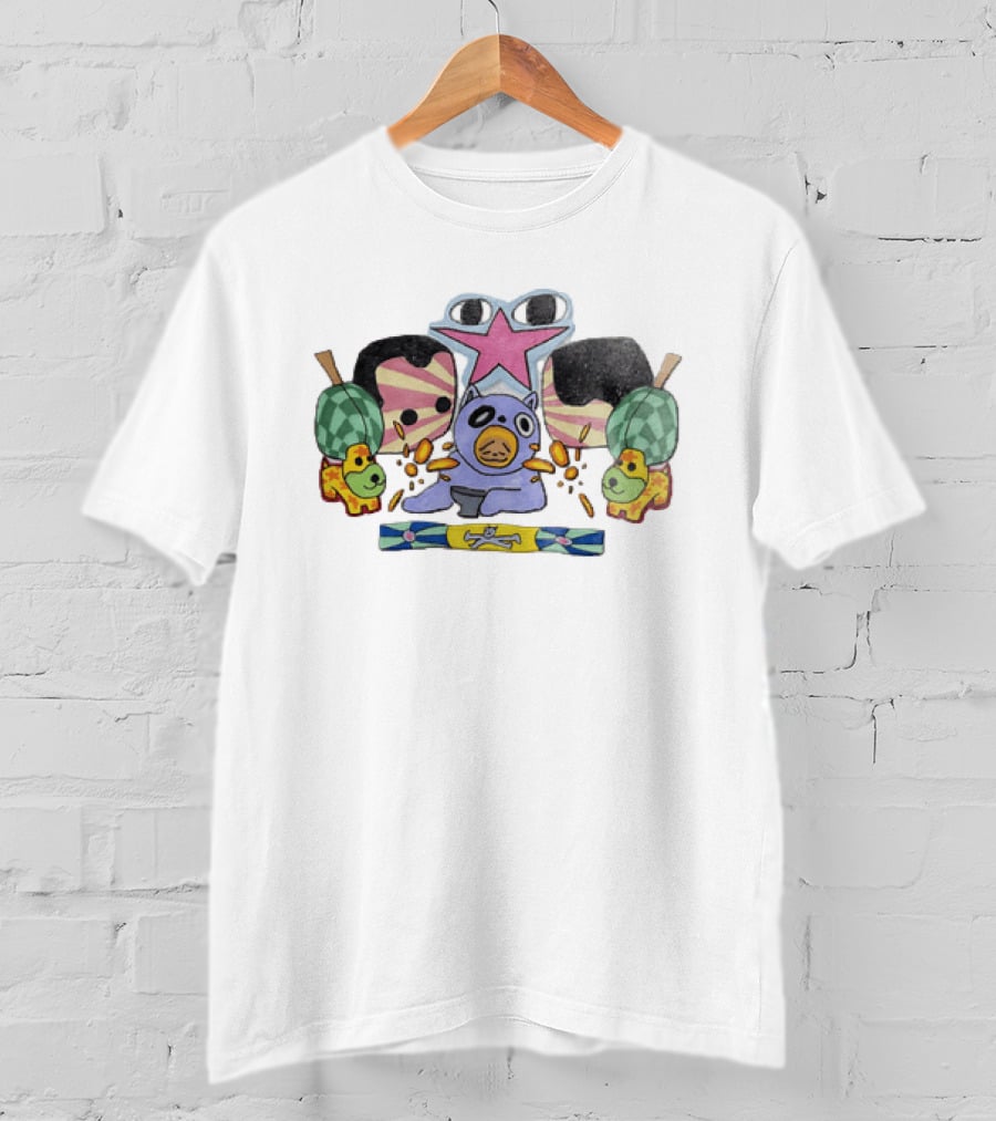 Purple Bear Star Sun Flowers Dogs Whimsical Playful T-Shirt