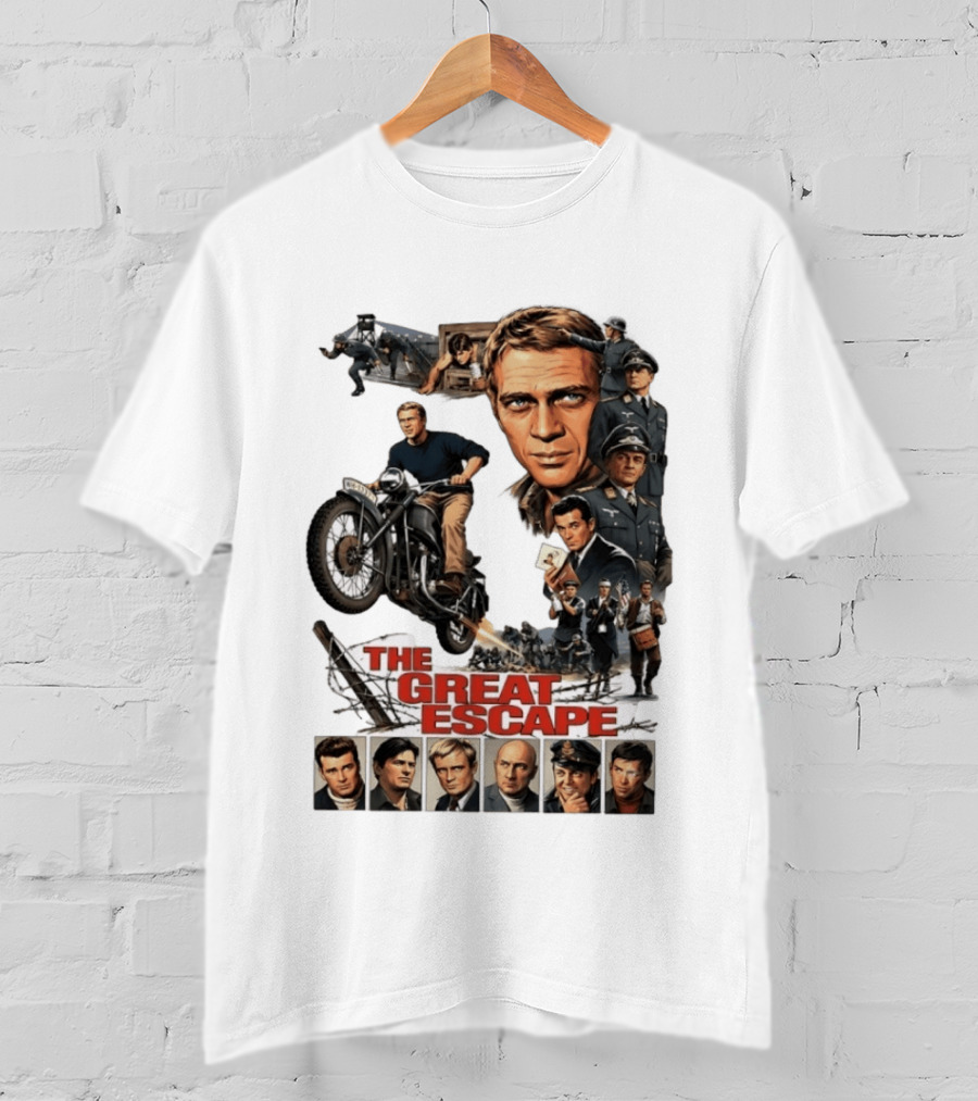 The Great Escape Classic Cinema Movie Steve McQueen 60s War Film T-Shirt