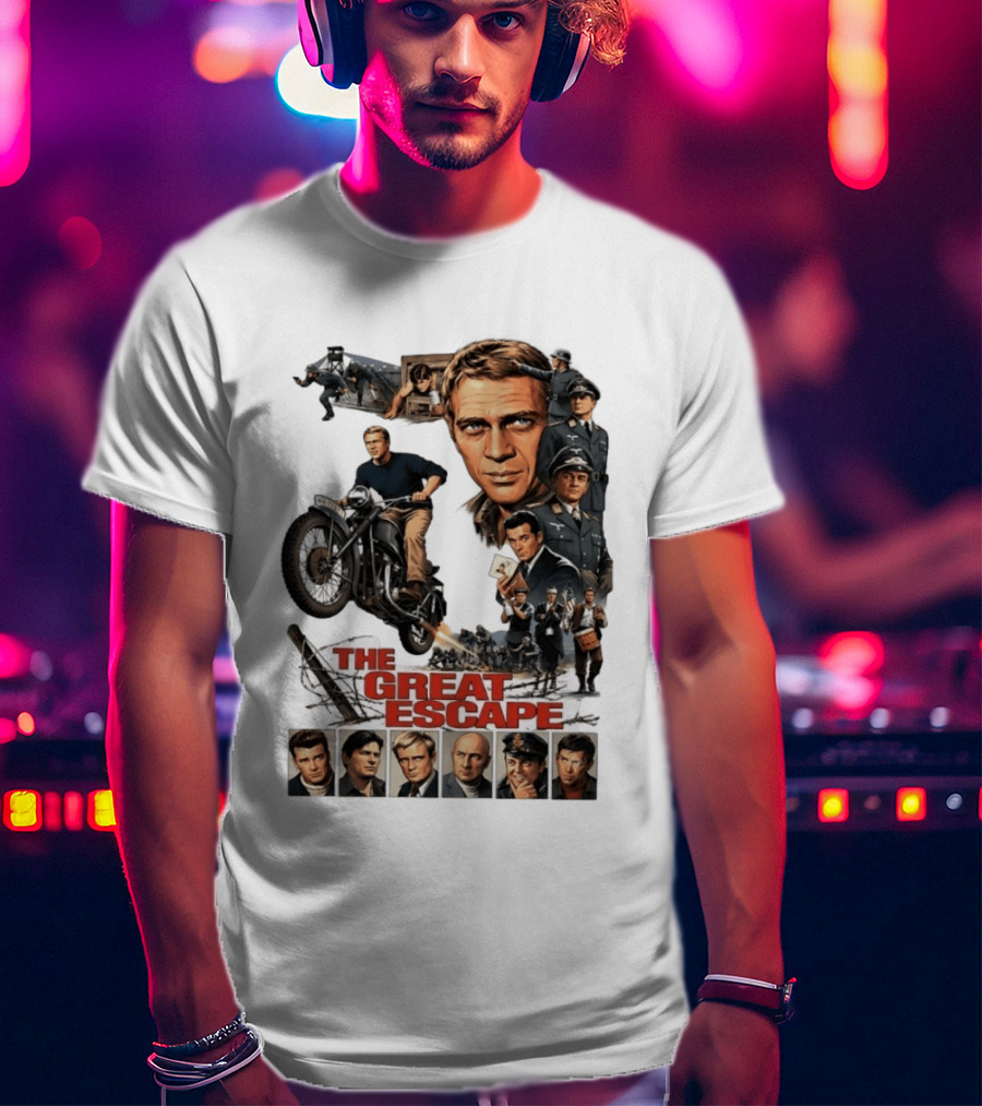 The Great Escape Classic Cinema Movie Steve McQueen 60s War Film T-Shirt