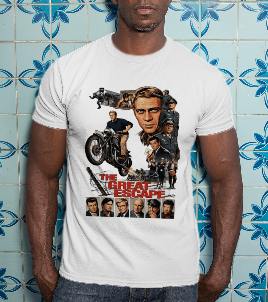 The Great Escape Classic Cinema Movie Steve McQueen 60s War Film T-Shirt