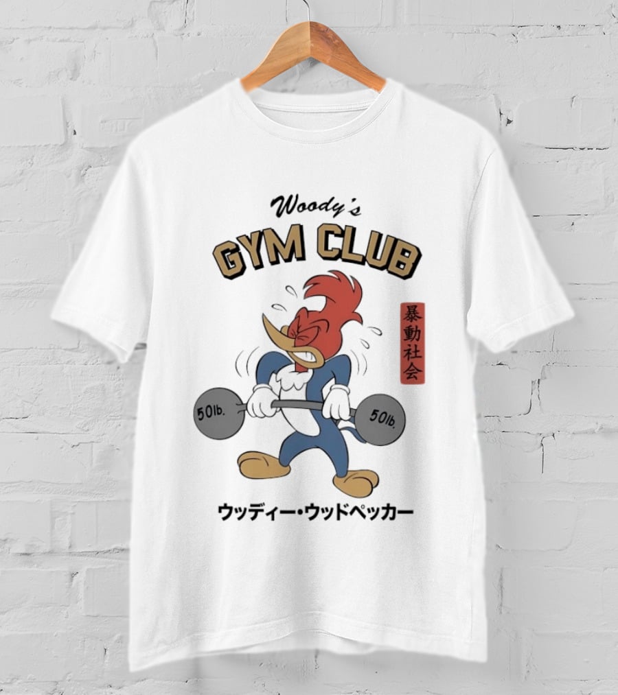 Woody Woodpecker Woody's Gym Club 50lb Cartoon T-Shirt