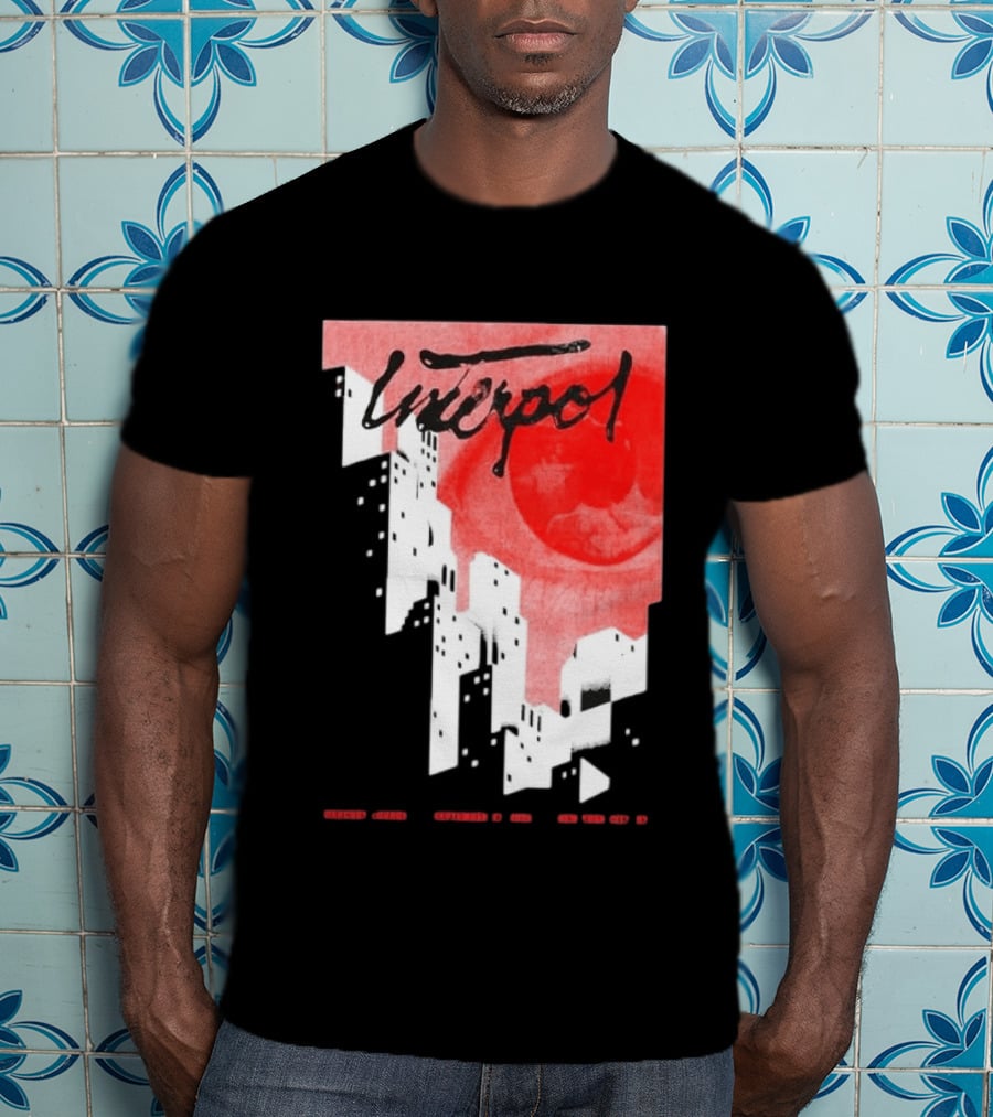 Interpol New York September 27 2026 Tour Cities Skyline Red Moon T-Shirt