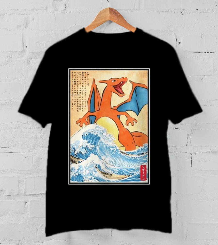 Charizard Ukiyo E Wave Japanese Pokemon Lizardon Kanagawa Print T-Shirt