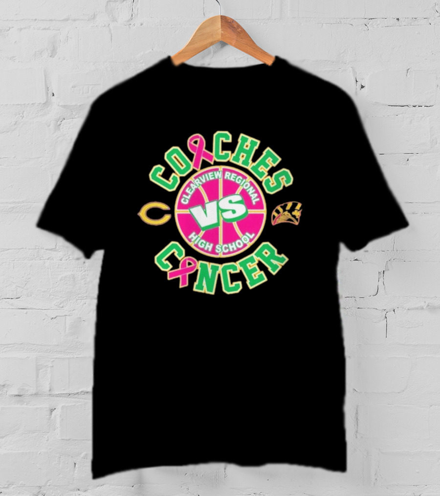 Clearview Regional High School Coaches Vs Cancer Basketball Pink Ribbon Event T-Shirt