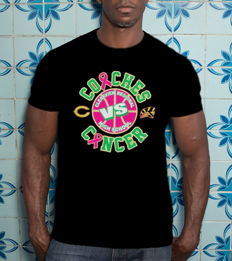 Clearview Regional High School Coaches Vs Cancer Basketball Pink Ribbon Event T-Shirt