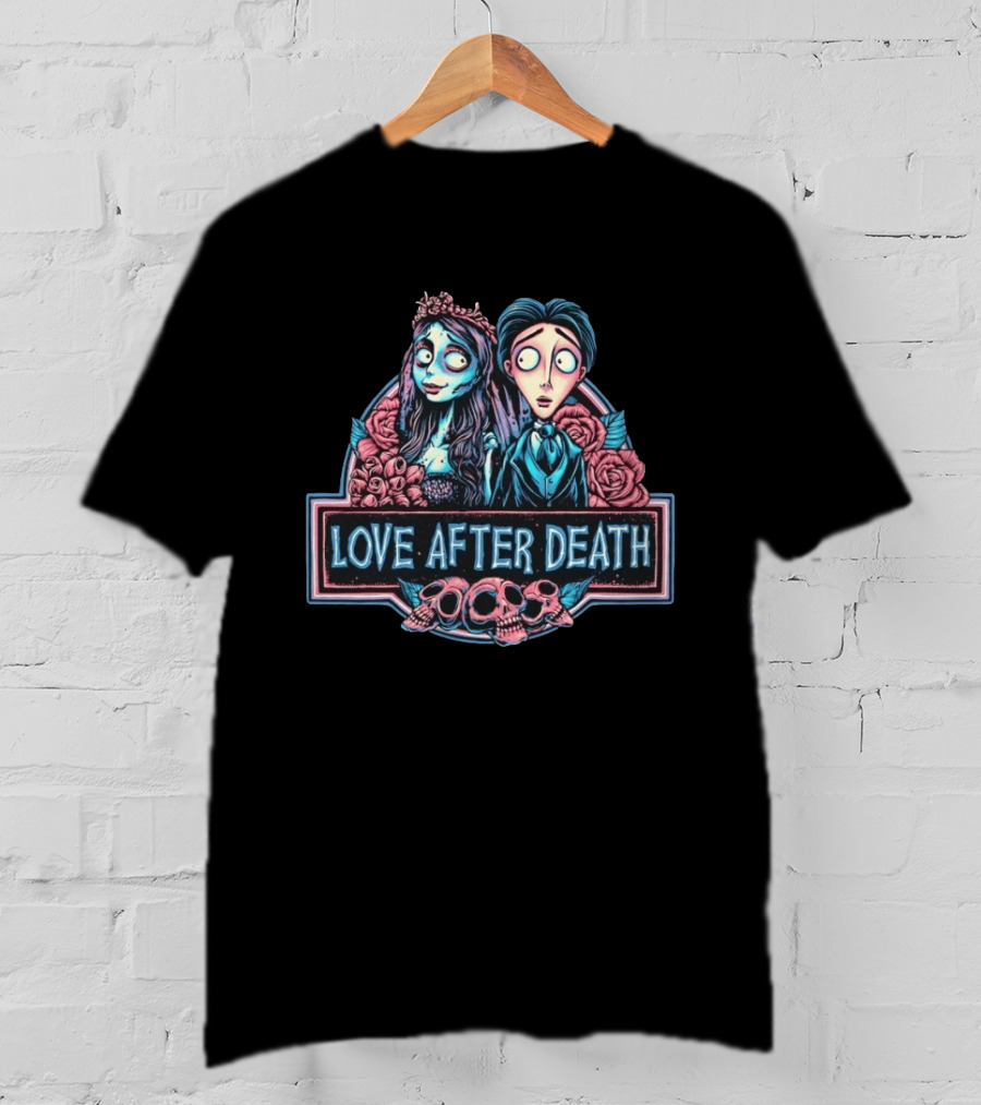 Corpse Bride Love After Death Tim Burton Roses Skulls T-Shirt