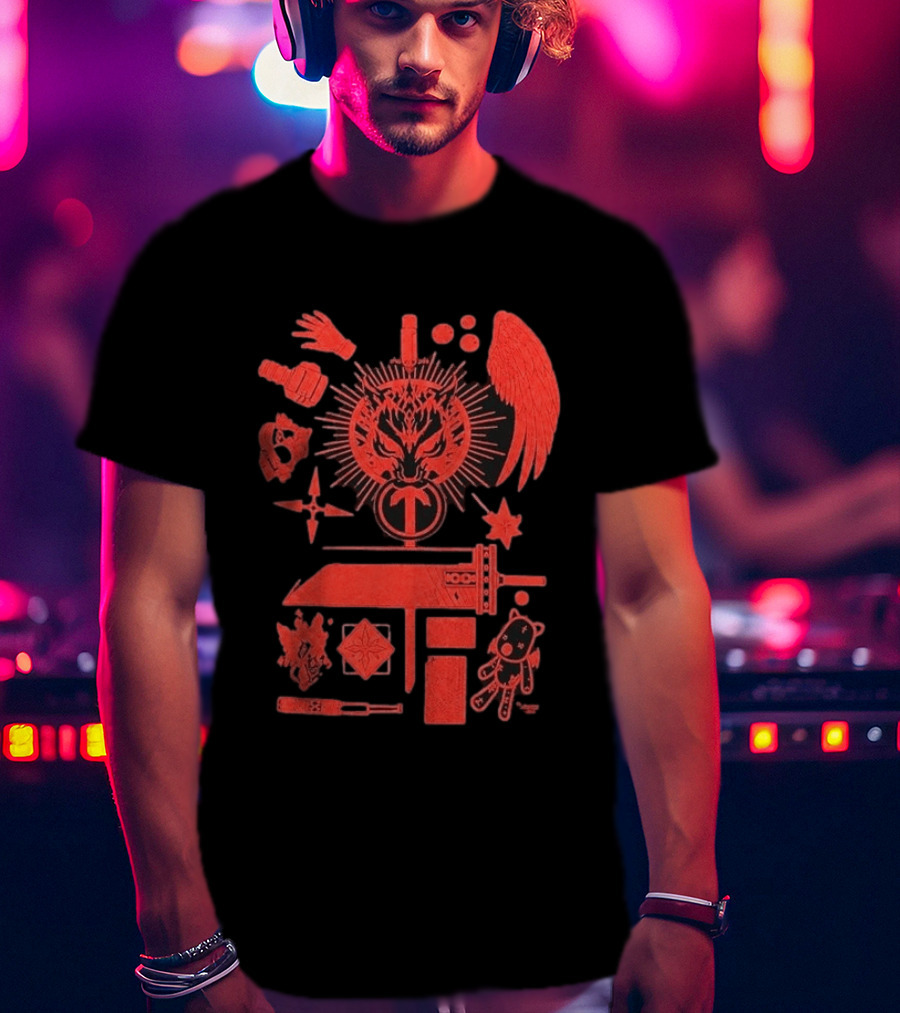 Damien Haas Final Fantasy Symbols And Iconic Items T-Shirt