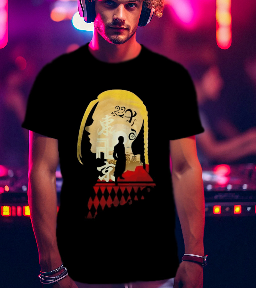 Ken Ryuguji Tokyo Revengers Draken Silhouette Art Japan Cityscape Hair T-Shirt