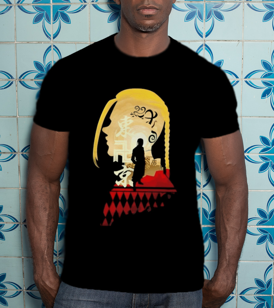 Ken Ryuguji Tokyo Revengers Draken Silhouette Art Japan Cityscape Hair T-Shirt