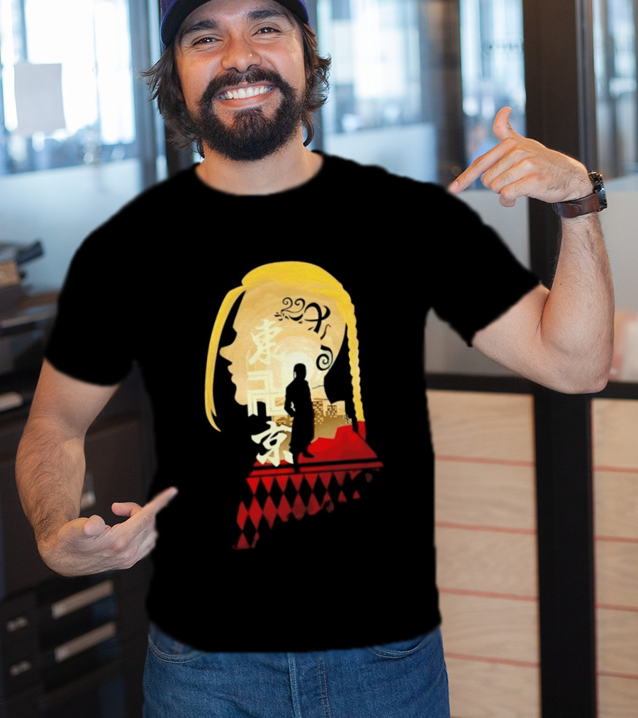 Ken Ryuguji Tokyo Revengers Draken Silhouette Art Japan Cityscape Hair T-Shirt