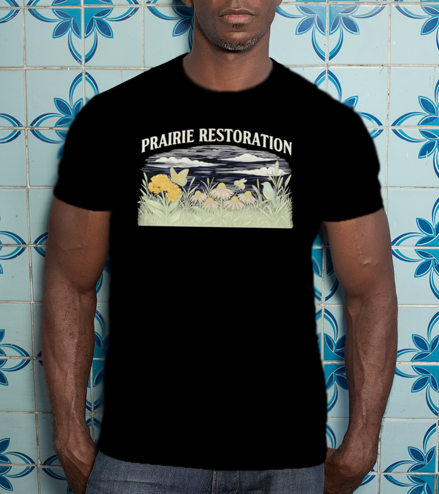 Prairie Restoration Butterfly Hummingbird Wildflowers Botanical Wildlife T-Shirt