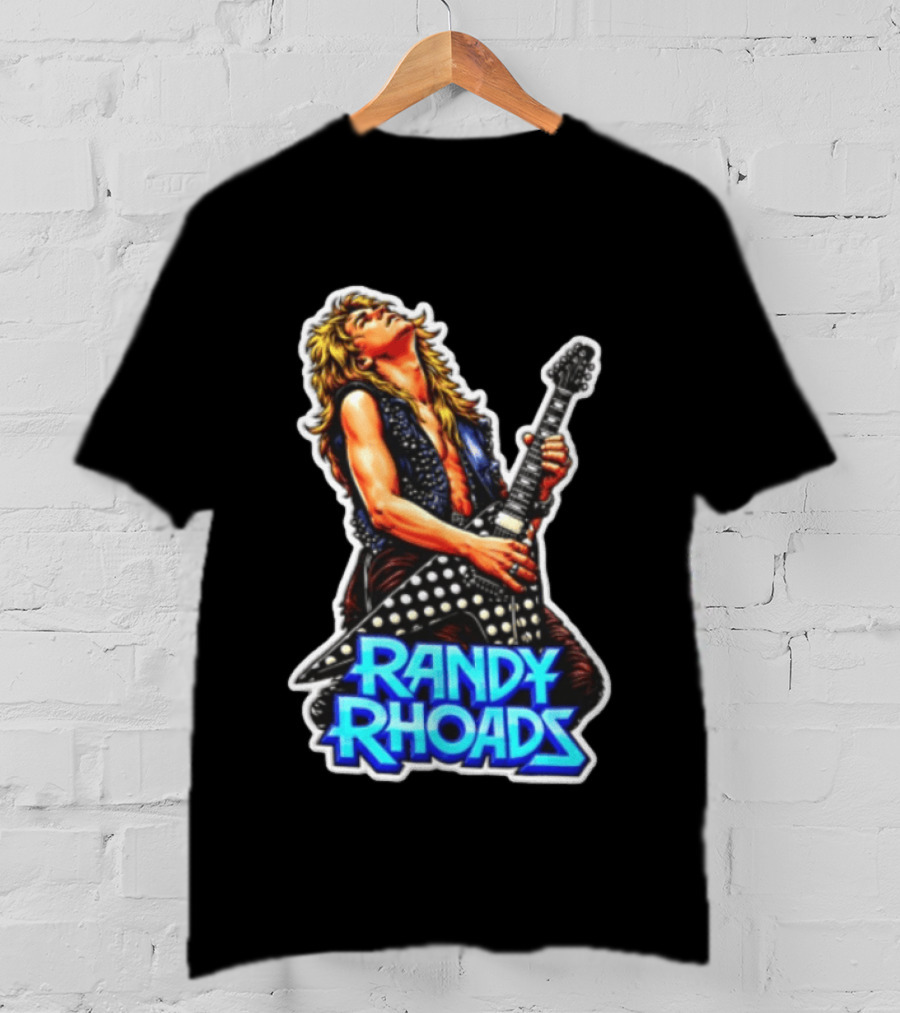 Randy Rhoads Polka Guitar Blonde Guitarist Playing T-Shirt