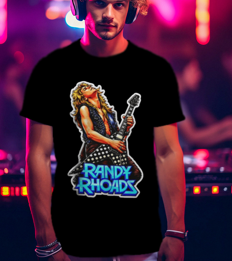Randy Rhoads Polka Guitar Blonde Guitarist Playing T-Shirt